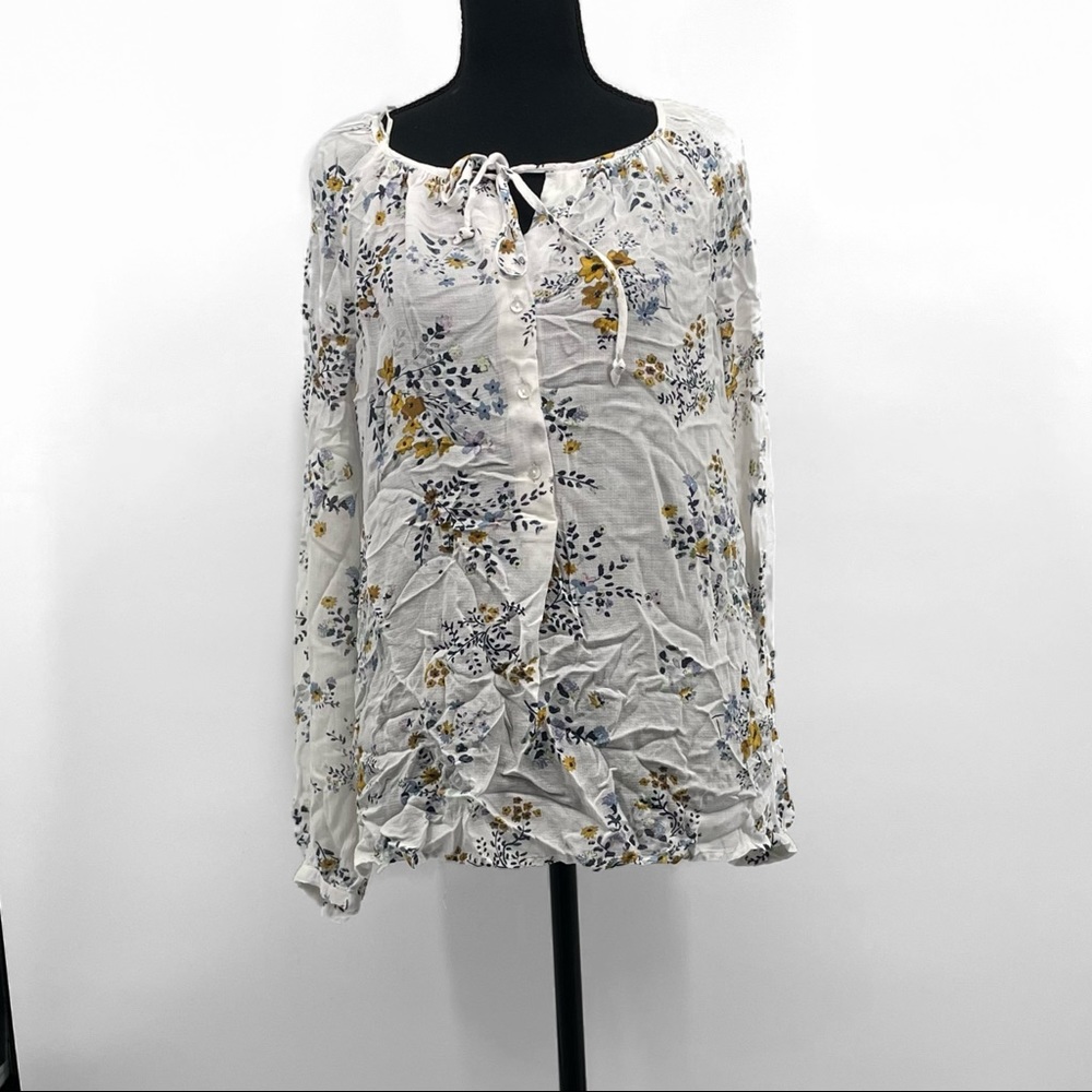 NWT Lucky Brand Floral Blouse | Lightweight Boho Long Sleeve Top | Chic Style S